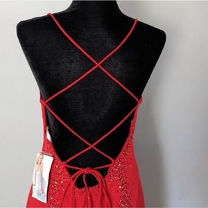 CLEARANCE NWT Niki Lavis Red Strappy Plus Size Formal Sequin Gown/Dress NWT 14